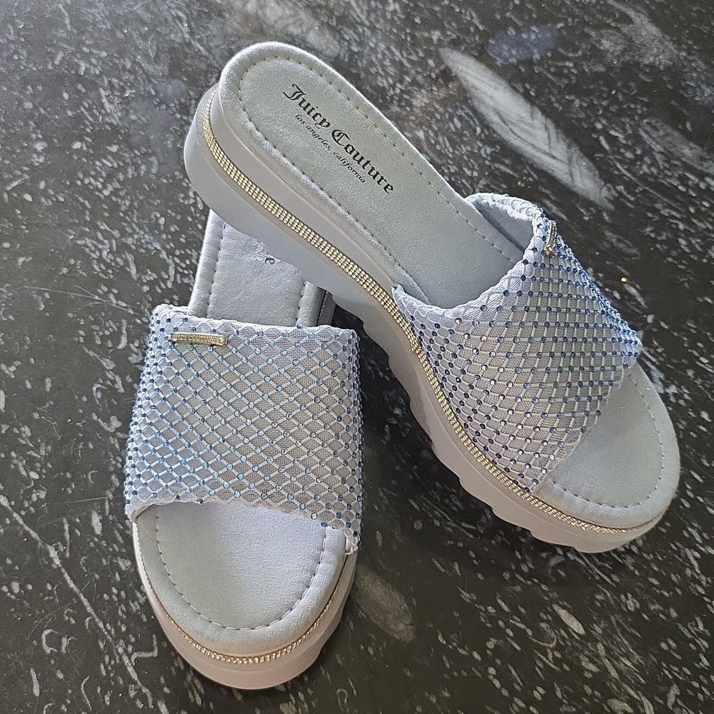 BRAND NEW JUICY COUTURE OPEN TOE RHINESTONE PLATFORM SANDALS R3